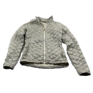 The North Face Thermoball Silver Zip Jacket Womens Quilted Puff Insulated Sz XS